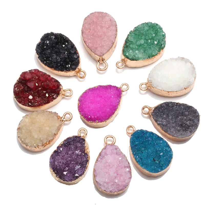 

New Natural Stone Crystal Cluster Pendant Quartz Water Drop Shape Charms Pendants For Jewelry Making DIY Necklace Size16x25mm