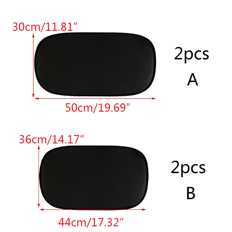 

2pcs Black Car Window Shade Sunshade 44x36cm 50x30cm for Car Windows - Sun UV Rays Protection for Your Child Family