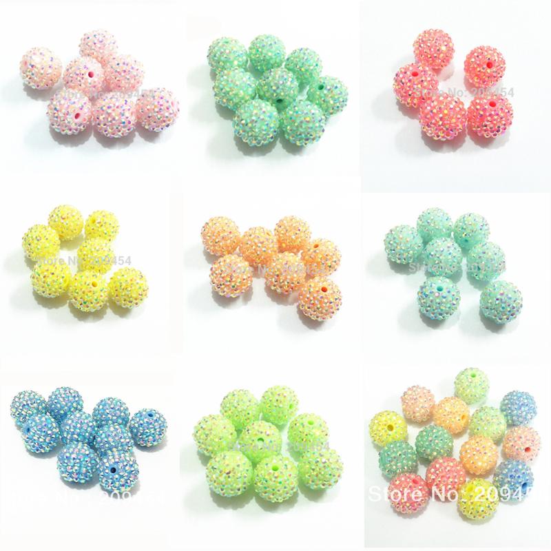 

Wholesale 12mm/14mm/16mm/18mm/20mm Pastel/Spring Color AB Chunky Resin Rhinestone Beads