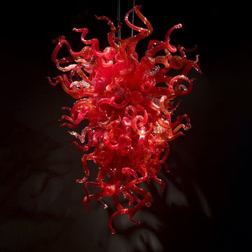 

Red Crystal Chandeliers Lamps Lighting Home Pendant Light Hand Blown Glass Chandelier LED 32 48 Inches High House Decoration Living Room Art Decor