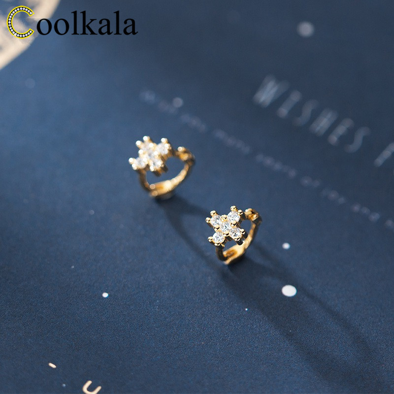 

Coolkala silver cross buckle women's elegant diamond-encrusted sweet lady personalized ear accessories