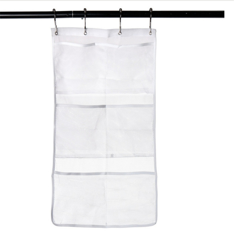 

Bathroom six-mouth hanging bag shower organizer storage bag mesh bathroom hanging, White