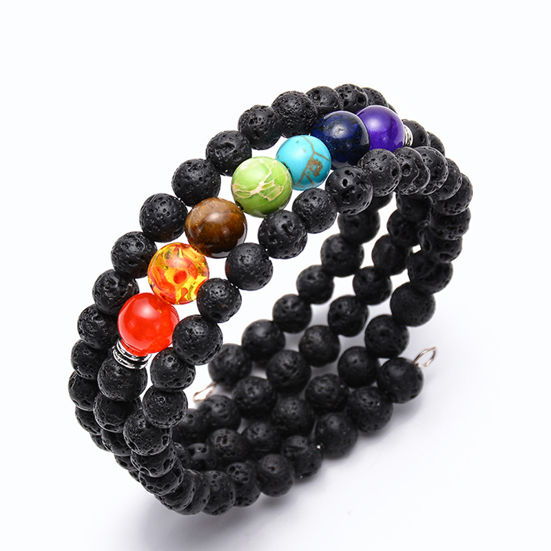 

Health Adjustable Yoga Bracelet Handmade Multi Natural Stone Seven Chakras Yoga Women's Bracelet Bangle