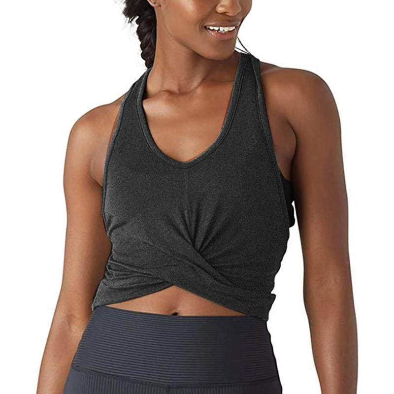 

Women Cross Back Yoga Tops Sleeveless Bodybuilding Fitness Sport Vest Quick Dry Workout Running Tank Tops Yoga Vest#G3, Black