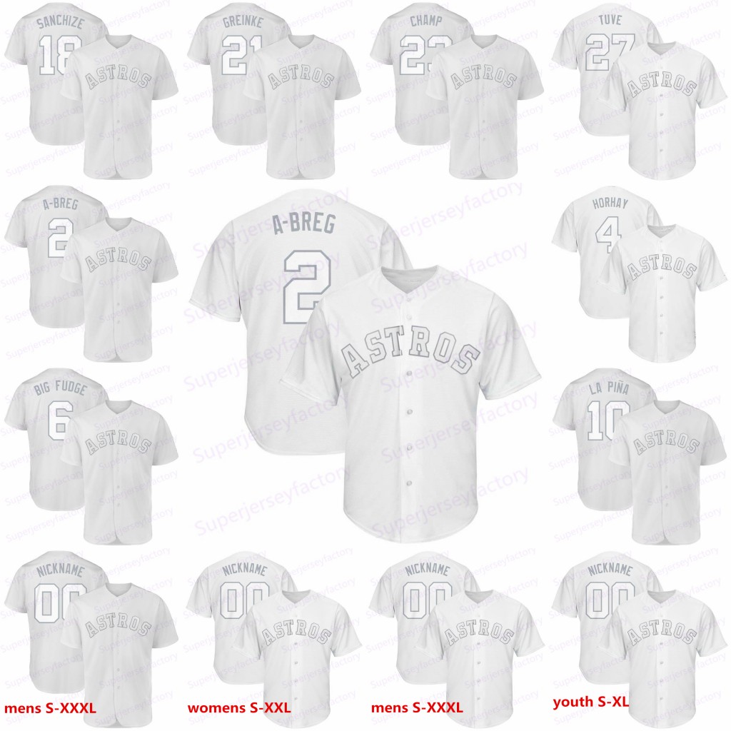 

2 Alex Bregman A-BREG 2019 Players Weekend Jersey 6 Jake Marisnick BIG FUDGE 10 Yuli Gurriel LA PINA 27 Jose Altuve Tuve Joe Smith SMITTY, Coolbase women s-xxl