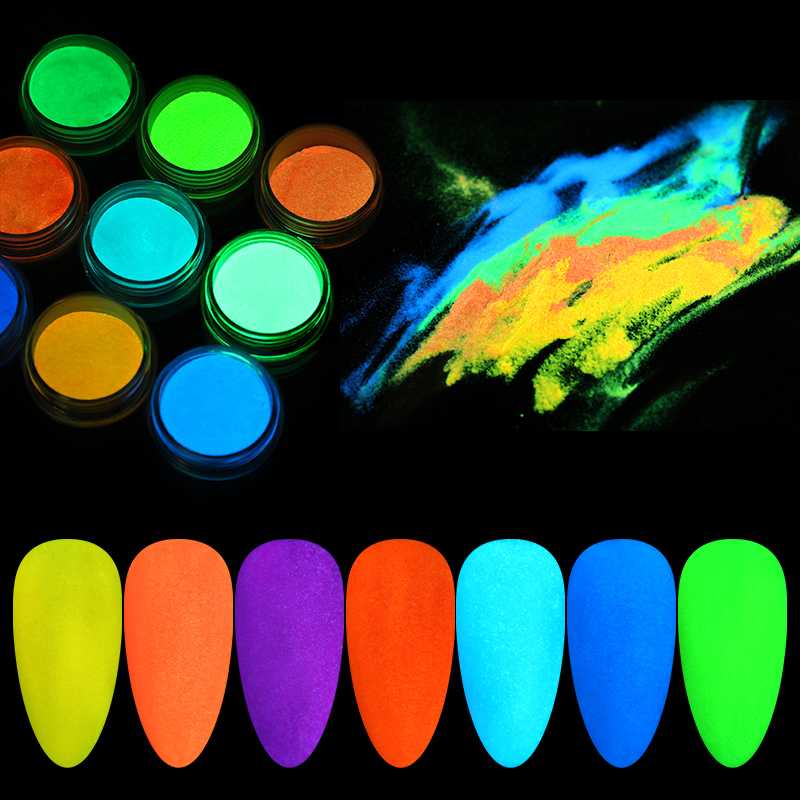 

1 Box Ultrafine Fluorescent Nail Powder Neon Phosphor Colorful Nail Art Glitter Pigment 3D Glow Luminous Dust Decorations