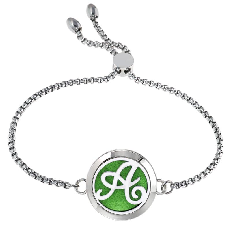 

Letters 25mm diffuser bracelet 316L stainless steel women bangle bracelet essential oil aroma locket with 10pcs pads