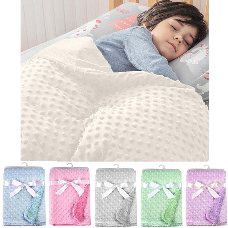 

2020 New Fashion Baby Soft Minky Dot Blanket Children Warm Fleece Stroller Cover Quilt Kids Swaddling Bedding mantas para, White