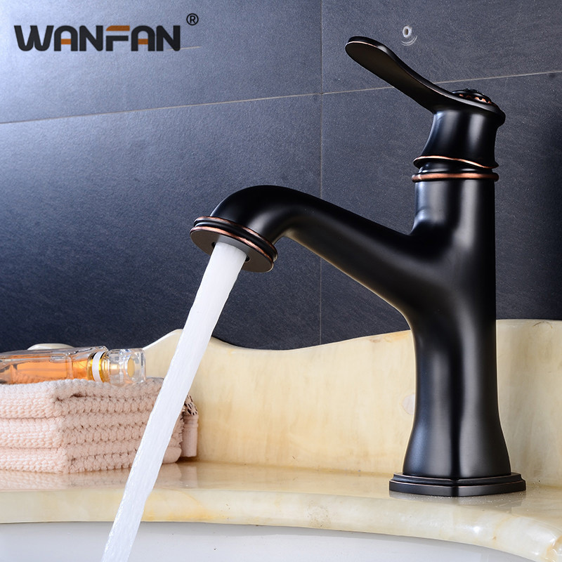 

Basin Faucet Solid Brass Oil Rubbed Bronze Waterfall Bathroom Sink Faucet small Square Spout Mixer Tap Torneira Banheir S79-414