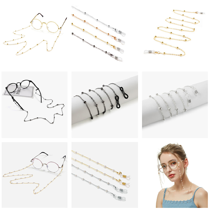 

Multistyles Simple Simulated Pearl Alloy Beads Glasses Chains Metal Neck Strap Reading Glasses Chain Lanyard Eyewear Accessories