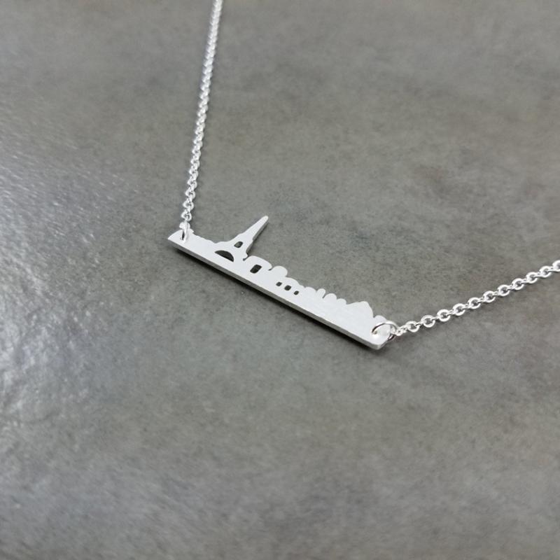 

Minimalist Paris Cityscape Necklace Women Men Vintage Jewelry Stainless Steel Gold Color Eiffel Tower Skyline Collane Donna