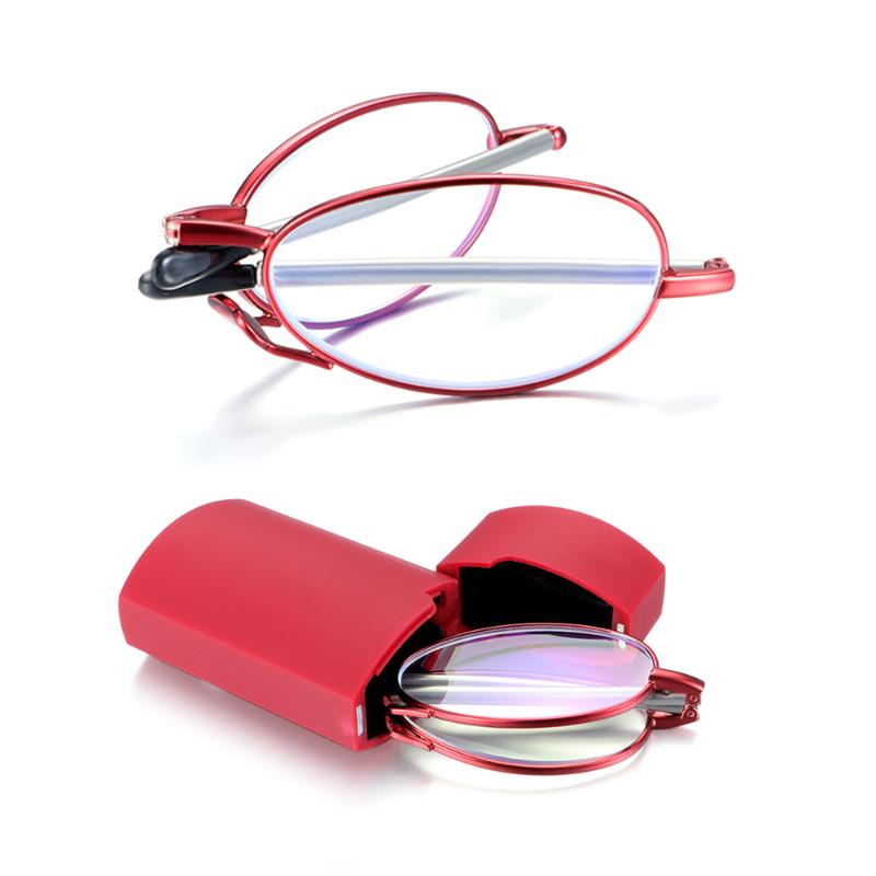 

Anti-Blue Light Reading Glasses for Men women Rotating Diopter Computer Glasses Portable Folding Eyeglass with Case +1.00