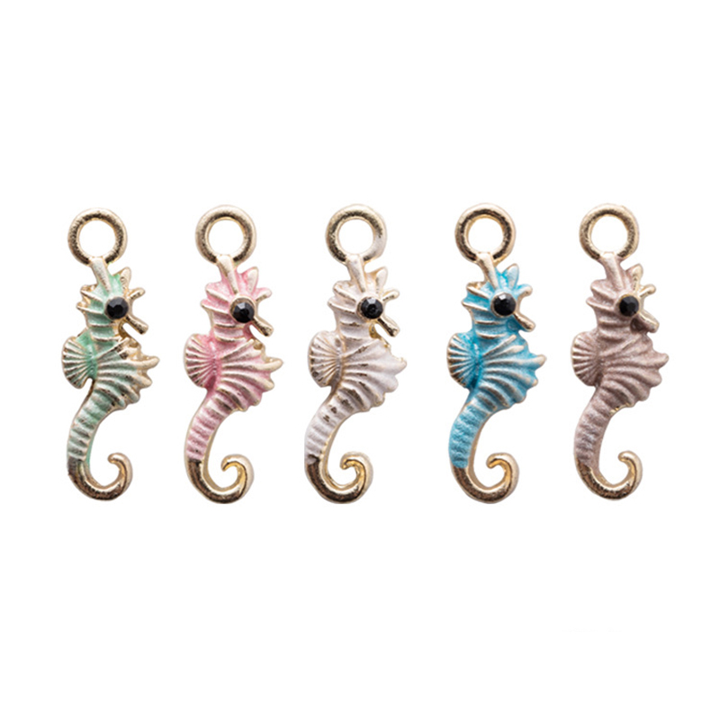 

10pcs/lot Oil Drop Seahorse Charms Pendant Jewelry Accessories Cute Gold Tone Enamel Charms DIY Bracelet Earring Floating YZ284