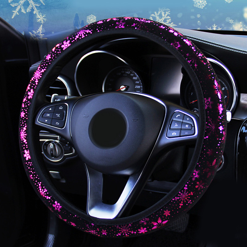 

Hot Universal Car Steering Wheel Cover Snowflake Pattern snowflake pattern showing personality For Women Girls 37-38cm kit