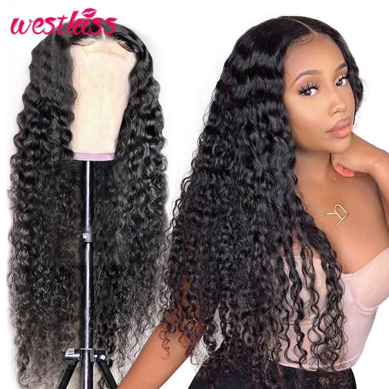 

5x5 Lace Closure Wig Brazilian Curly Human Hair Wigs Lace Front Wigs Pre-Plucked For Women 150% 180% Density West Kiss Hair Wig, As pic