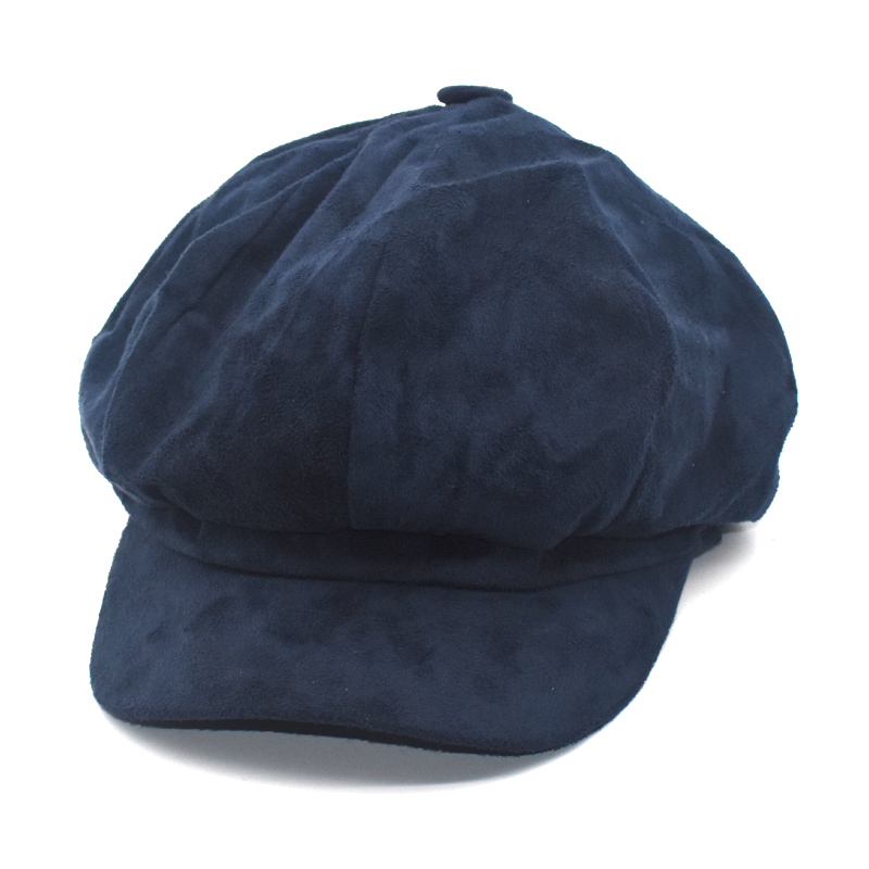 

New Ladies Berets Unisex Autumn And Winter Newsboy Hat Male Warm Octagonal Hat Male Detective Retro Flat Top C9, Black