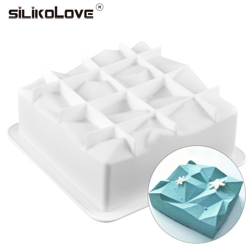 

SILIKOLOVE Silicone Mousse Pan Cake Mold Non-stick Baking Decoration Tools Silicone Forms Bakeware Cube Geometry New Form