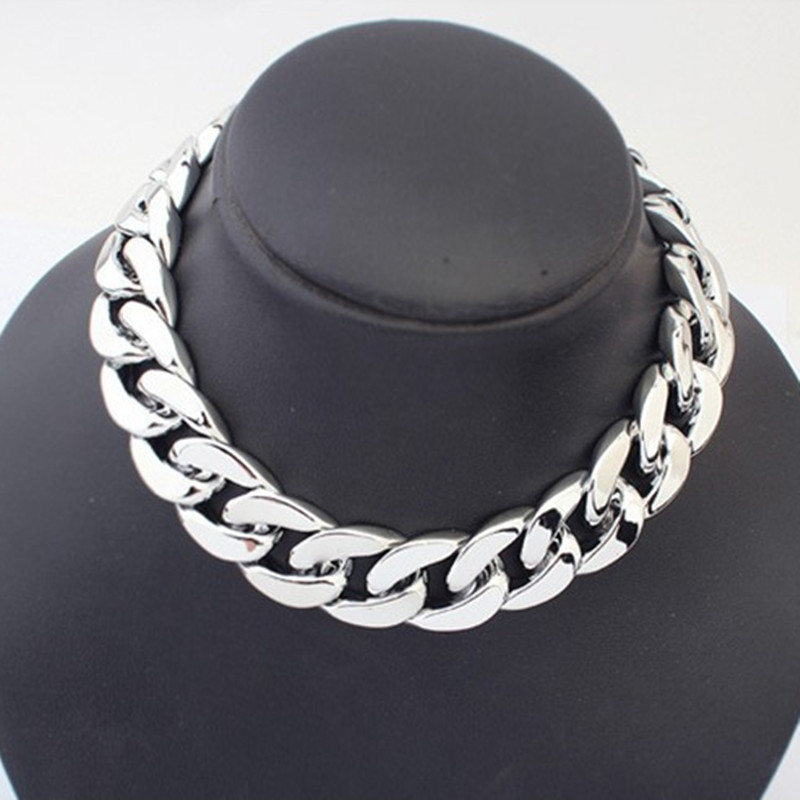 

Hot Sell Women Europe and the United States all-match thick Choker Shiny chain necklace Wholesale