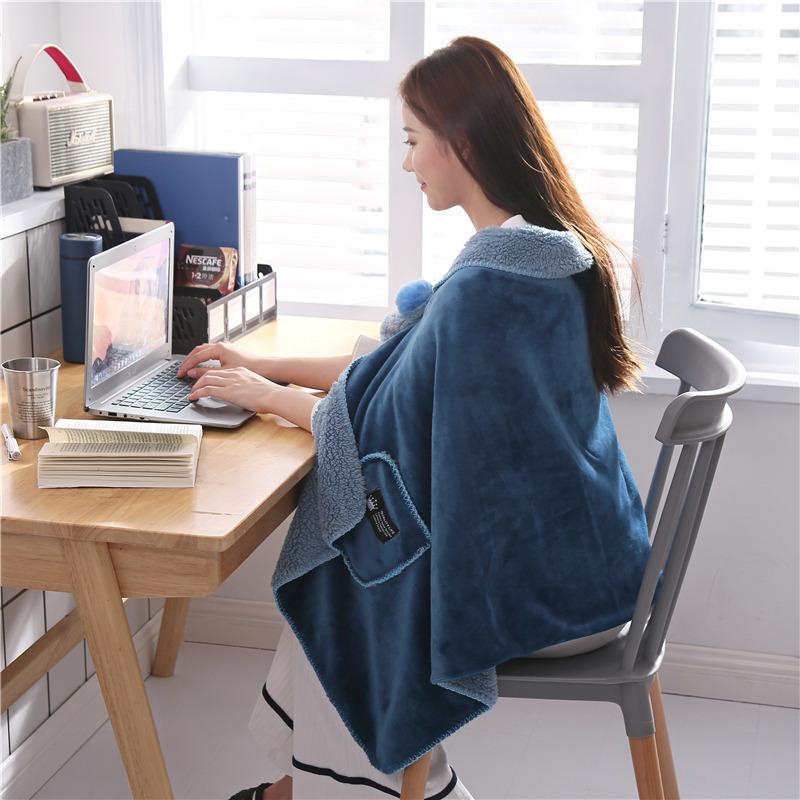 

New Arrival ladies shawl blanket multifunctional net red blanket winter thickened lambskin office nap cover