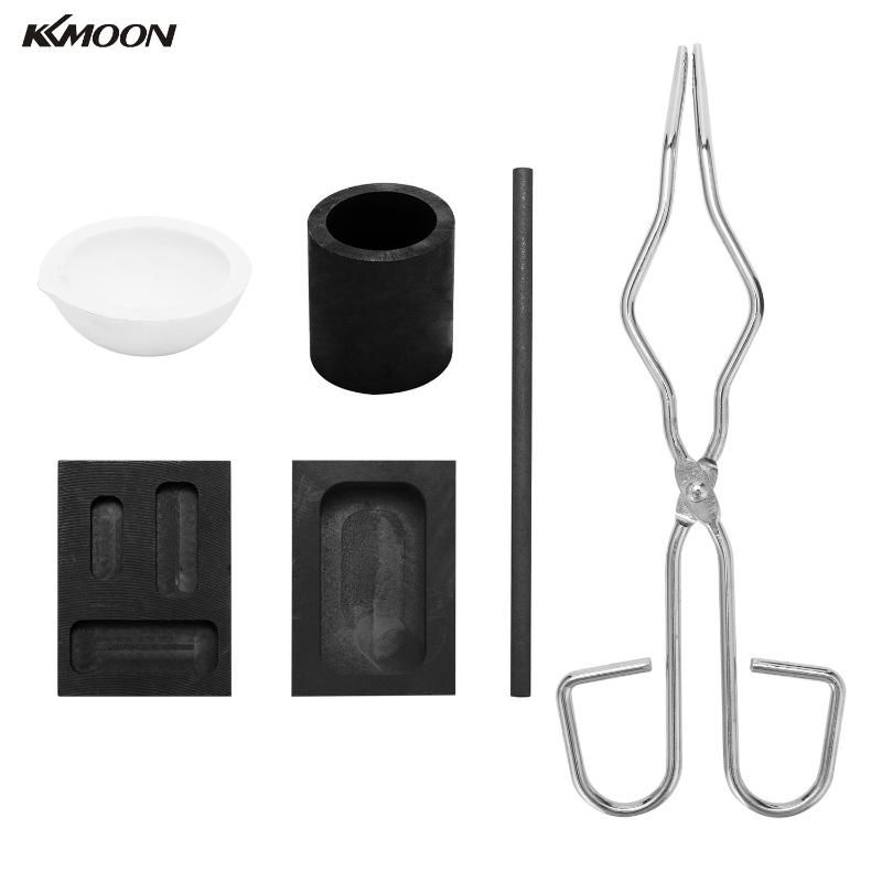 

KKMOON 4/6 Pcs Torch Melting Silver Graphite Crucible Kit Crucible Ingot Mold Casting Tools Square Graphite And Quartz Melting