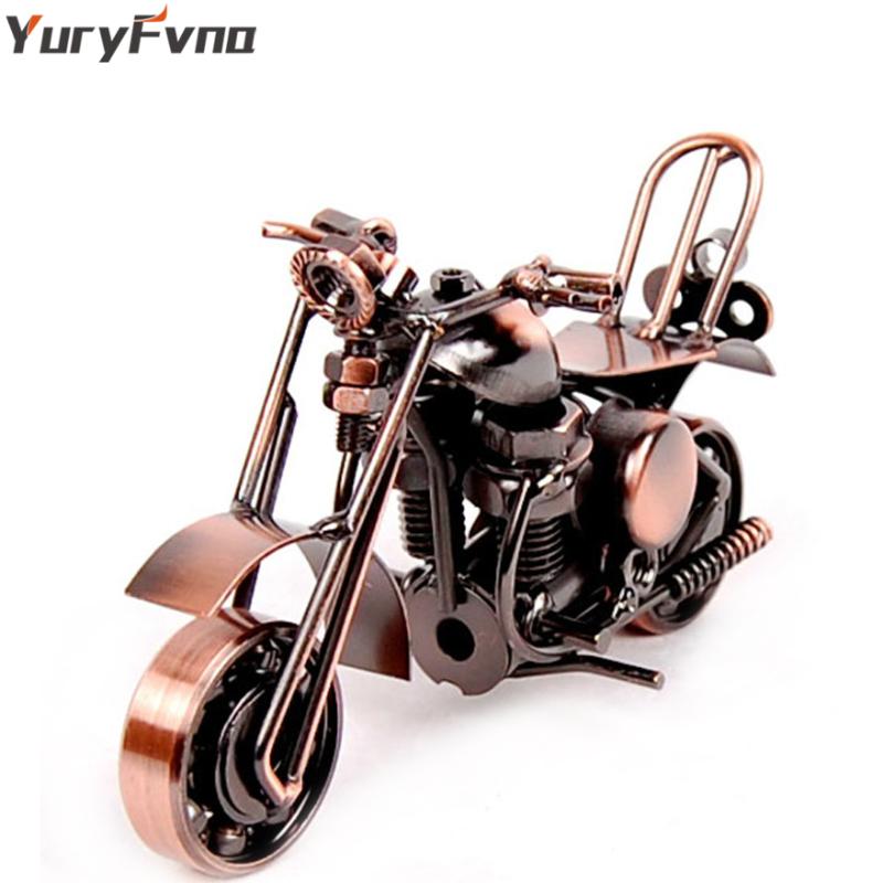 

YuryFvna 14cm(5.5")Vintage Motorcycle Model Retro Motor Figurine Iron Motorbike Prop Handmade Boy Gift Kid Toy Home Office Decor