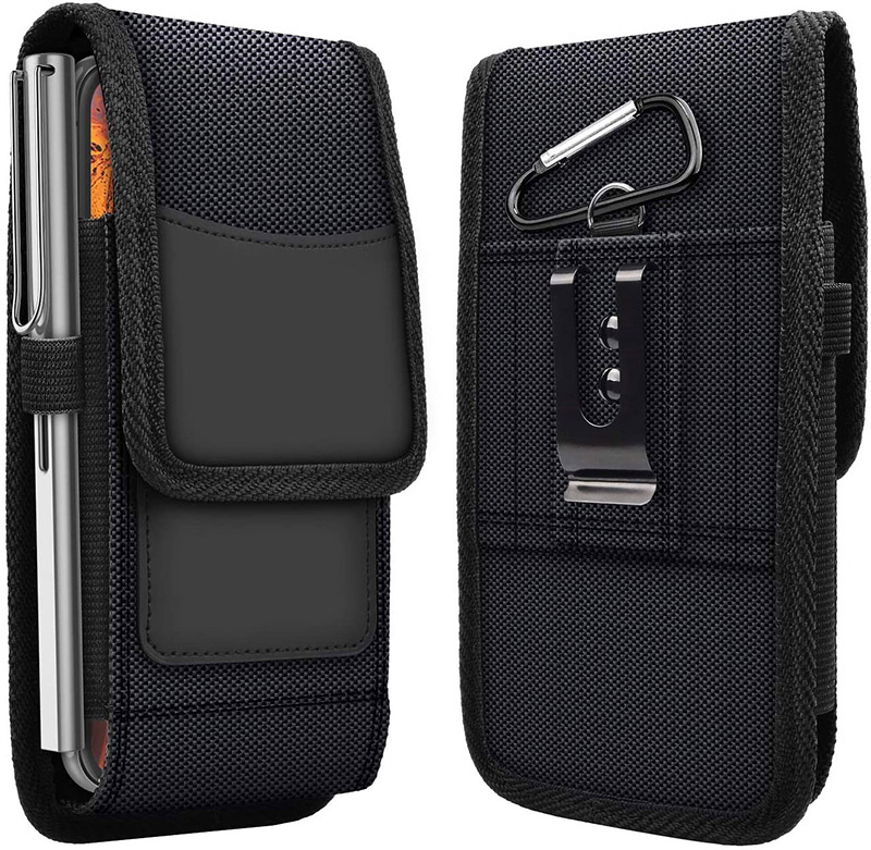 

High quality Phone Case Universal Sport Nylon Holster Belt Clip Phone Cover Pouch Case For Iphone 12 11 Samsung Huawei Moto LG Leather Pouch, Black