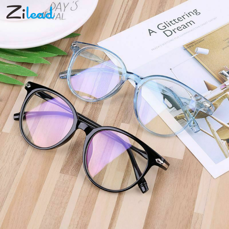 

Zilead Fashionable Reading Glasses Flat Lens Artistic Decorative Spectacles Comfortable Light Blue Film Optical Glasses Unisex