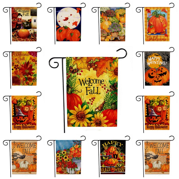 

new Halloween flag pumpkin flag maple leaf Garden Flags courtyard welcome FALL flag yard Banner Flags 47*32CM T2I51438