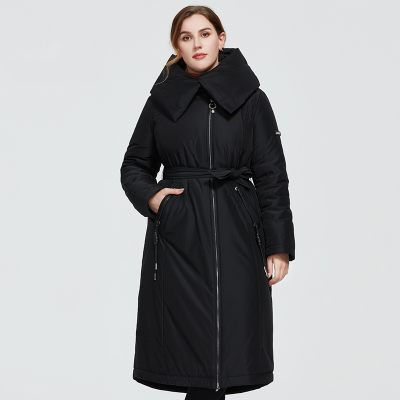 

New Winter Women's coat women warm long parka fashion thick Jacket hooded large sizes lacing female clothing, Tan;black
