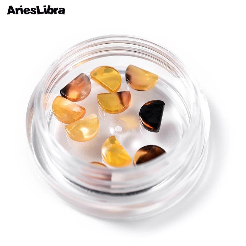 

AriesLibra Imitation Amber Stone 3D Nail Art Decorations Jewelry Crystals Gems Supplies Accessories for Nail Art Design 2 Shapes