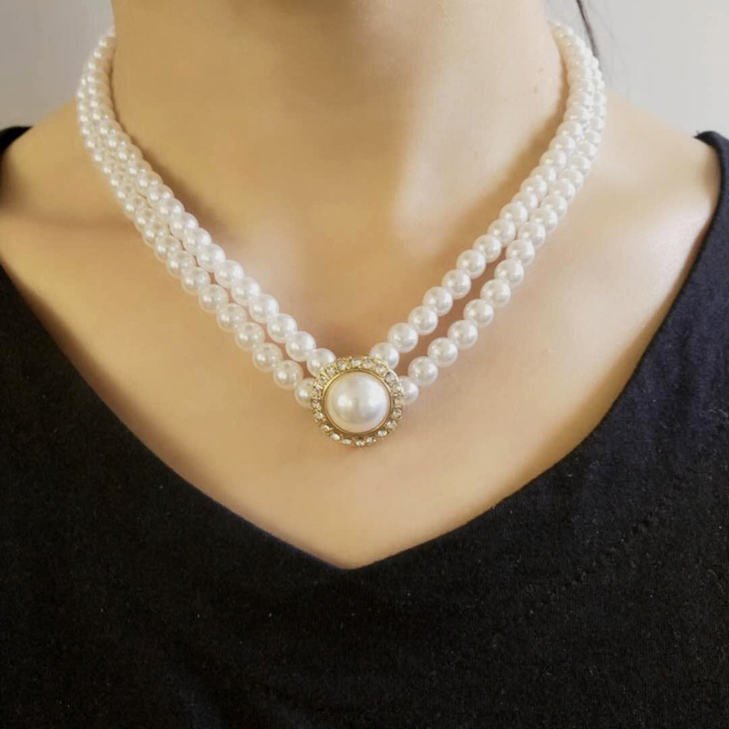 

Elegant Choker Necklace, Imitation Pearls Sweet-Cute Necklace Party Wedding Jewelry