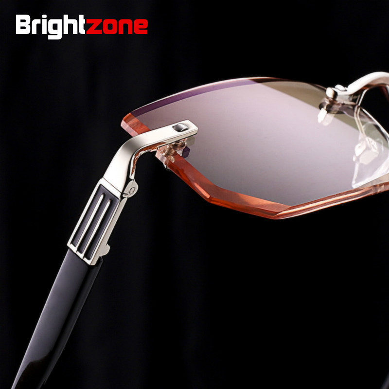 

Brightzone Fashion Man Anti-Fatigue Anti blue Light Blocking Diamonds Cutting-Edge Rimless Frame Presbyopic Glasses Cross Border