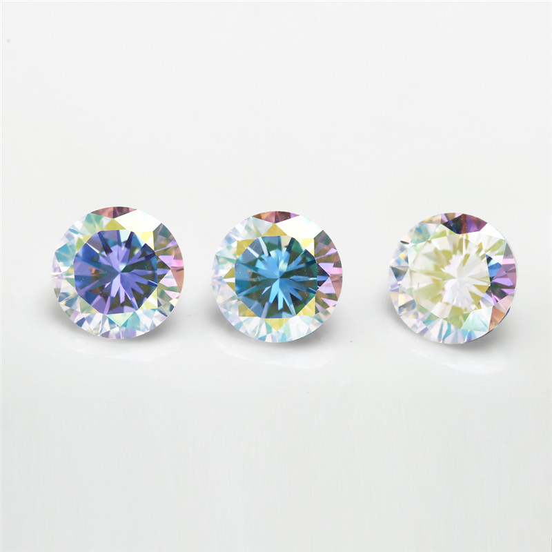 

Size 1.0~10mm Round Shape AB Multicolor Cubic Zirconia Stone Loose Plating AB Color CZ Stone Synthetic Gems
