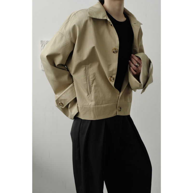 

2020 Spring And Autumn New Youth Popular Cold Wind Solid Color Drop Shoulder Sleeve Loose Jacket Fashion Casual Top Black/khaki