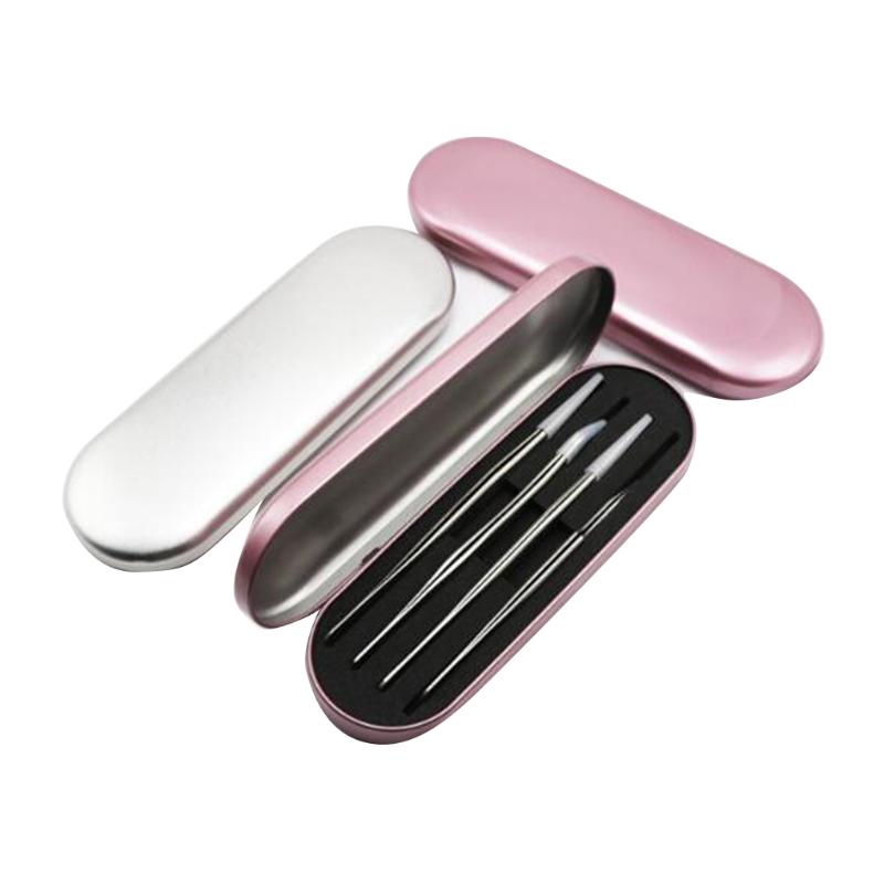 

4 Slots Stainless Steel Storage Box Eyelashes Makeup Tweezers Protection Box Eyelash Planting Tool Organizer Case