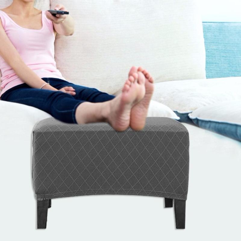 

Stretch Sofa Cover Chair Footstool Foot-rest Stool Bench Cushion Nonslip Covers Elastic Furniture Ottoman Slipcover Protector