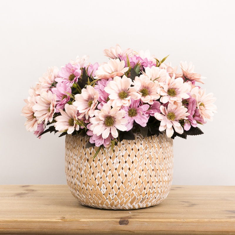

Artificial Flowers Fake Flowers 5 Branches 10 Heads Artificial Daisy Bouquet for Home Garden Wedding Handhold Decor, White