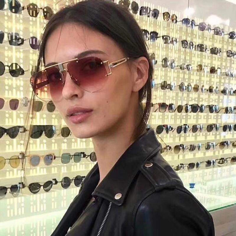 

Pilot rimless women sunglasses fashion women eye wear pink gradient lens