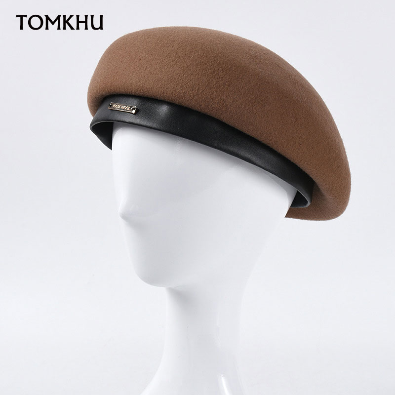 

NEW 100% Wool Felt Beret Women Solid Color Beanie French Cap Warm Ladies Winter Hat Retro Style Wedding Fascinator Hats, Black