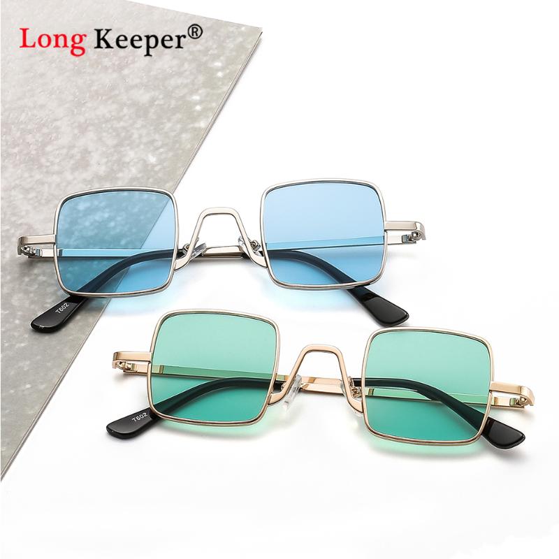 

Sunglasses Vintage Rectangle Punk Women 2021 Brand Design Square Clear Ocean Lens Sun Glasses Small Blue Oculos Masculino UV400