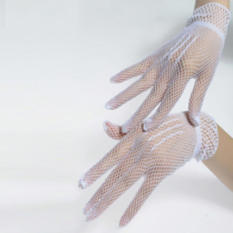 

Women Lace Mesh Hollow Out Gloves Women Summer Autumn Elegant Evening Party Gloves Bride Elastic