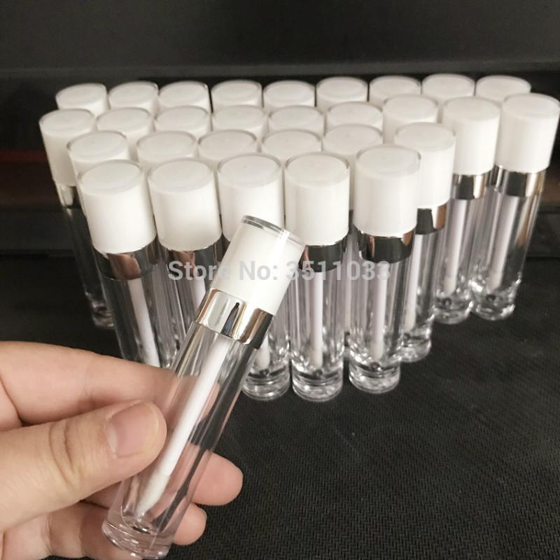 

5ML Transparent ABS Lip Gloss Tube Empty Plastic Cosmetic Lip Tubes With White Cap Clear Cylinder Small Stick Samples