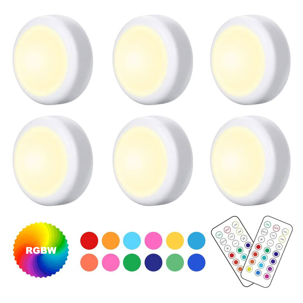 

Puck Lights, 16 Colors Changeable Battery LED Lightings Dimmable Under Cabinet Lights Wireless Under Counter Lights Timing Mini Night Light