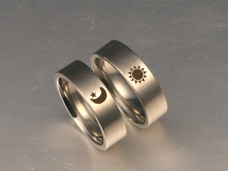 

MF Jewelry Hot sale moon star sun ring lovers titanium steel ring for men and women