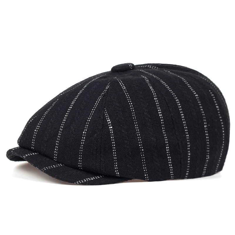 

Berets 2021 Boy Hat Striped Style Beret Autumn And Winter Outdoor Warm Hats Men Women Universal Cap Casual Caps, Black