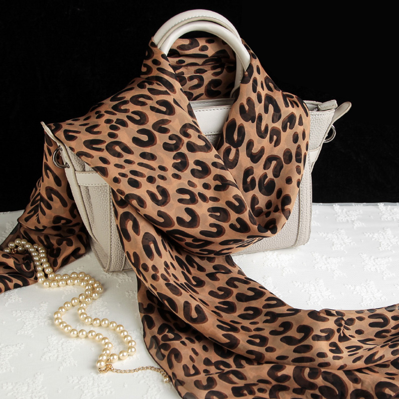 

Summer Thin Chiffon Beach Sunscreen Shawl Fashion Women's leopard print scarf Long Tulle Turban Hijab Wrap Head Hair Band N25