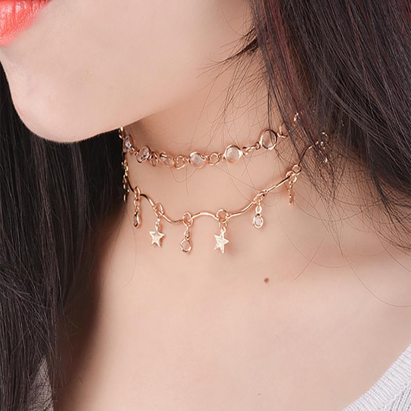 

Visisap Exquisite Stars Circles Gold Color 2 Necklace for Women Pretty Girls Gifts Chokers Necklace Dropshipping Jewelry C1333