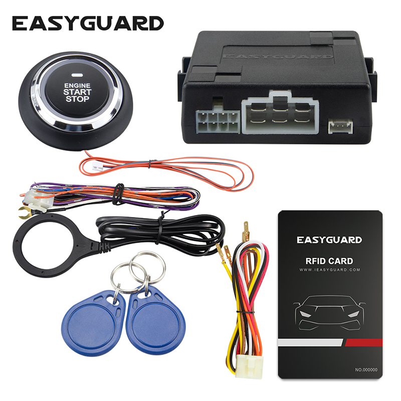 

Easyguard RFID car alarm system with transponder immobilizer smart push start button valet mode keyless go system for DCV cars