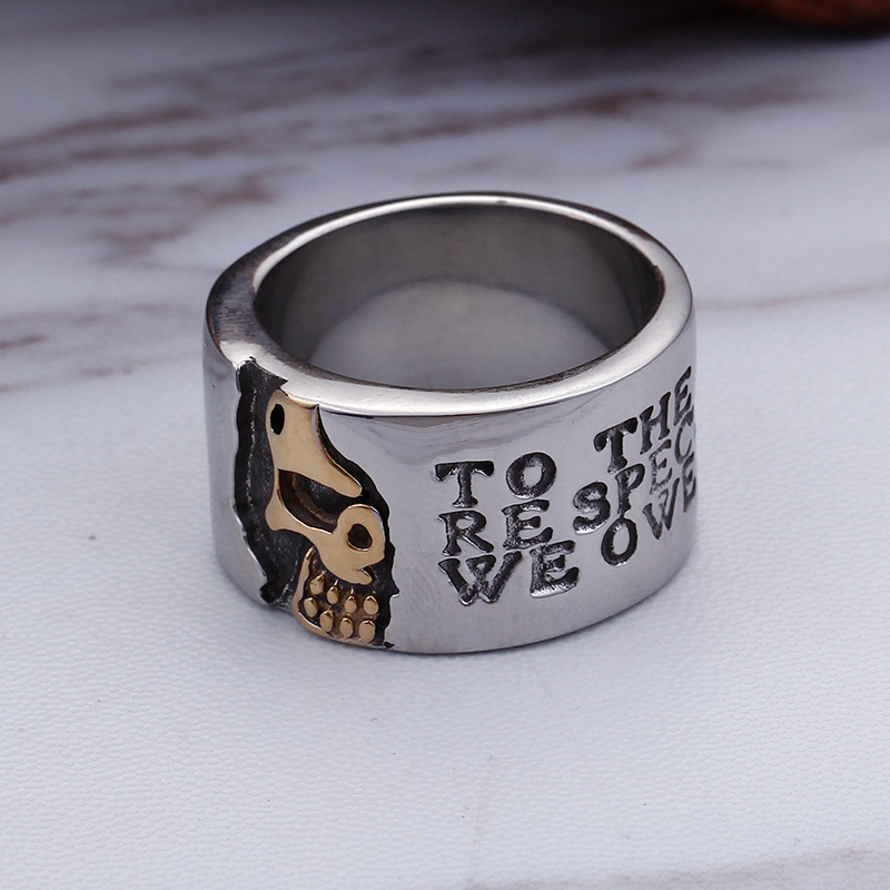 

Domineering Pirates Men's Men's Ring Titanium Steel Single Personality Night Club Wide Ring Fashion Jewelry City Boys