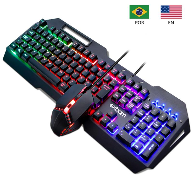 

exbom Seven colors led breath backlight pro gaming keyboard combos usb mouse wired full key professional mouse keyboard